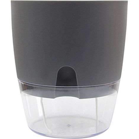 Maceta de resina con autorriego – Recipiente transparente de color blanco grisáceo, disponible en tres tamaños (15,3 x 15,3 x 18,2 cm, 10,5 x 10,5 x 13,8 cm, 8,2 x 8,2 x 11,3 cm), 1 maceta por paquete (1/5)