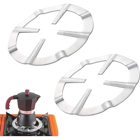Soporte de 2 piezas para cafetera moka, soporte de acero inoxidable para cocina de gas, anillo reductor de gas redondo de metal, anillo reductor de estante para cafetera para cocinar