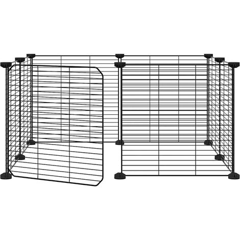 Gabbia per animali con 8 pannelli e porta 35 x 35 cm nera 020041605