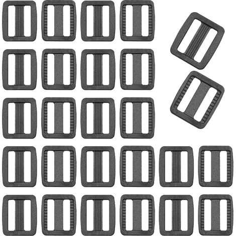 Lot de 50 sangles coulissantes en plastique 15 mm pour sac à dos, boucle d'échelle, boucle coulissante réglable pour sacs à dos, sangles de ceinture 15 mm (1/5)