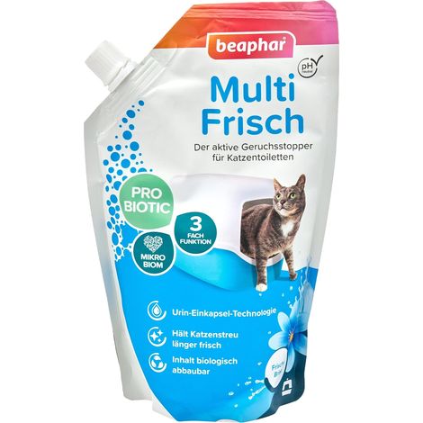 Beaphar, neutralizzatore di odori di Gatti “Multi Fresh, per Una ventata d’Aria Fresca”, prolunga la Durata della lettiera per Gatti, Profumo di Aria Fresca, 400 g (1/4)