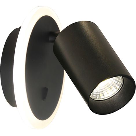 Moderne runde schwarze Wandleuchte, beweglicher Strahler, 1xGU10 + LED 5W, variable Farbe, PARMA Light Prestige