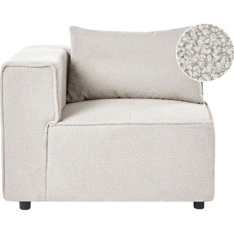 Módulo esquinero moderno minimalista de 1 plaza tapizado de bouclé blanco crema Axebo (1/5)