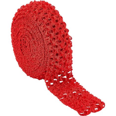 5.5 Yards 1.6" Large Élastique Crochet Bandeau Ruban Polyester Crochet Stretch Garniture Tissu pour Accessoires de Cheveux Tube Top Bande de Cheveux Faisant, Rouge (1/5)