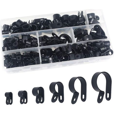 200 Nylon-Kunststoffclips – Befestigungselemente für Leitungen, Kabel, Schläuche und Kanäle Ø 5/6/10/13/19/23 mm (1/4)