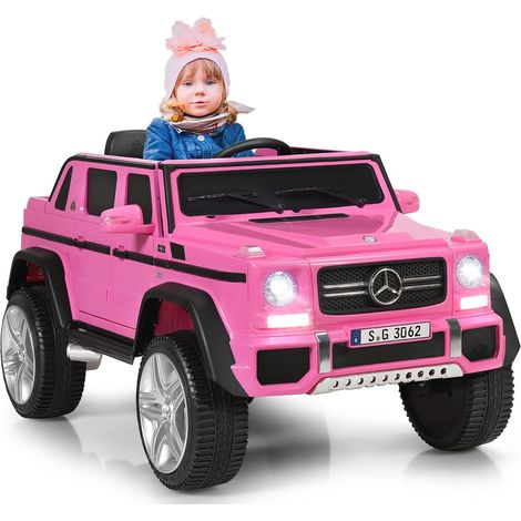 COSTWAY Macchina Elettrica per Bambini 12V, Veicolo Elettrico con Luci LED e Chiusura di Sicurezza, Macchina Cavalcabile per Bambini 3-8 Anni (Rosa) (1/5)