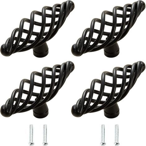 4 Pieces Antique Bronze Cabinet Handle, Vintage Birdcage Cabinet Door Knobs, Furniture Door Handle with Screws, for Drawer, Door, Wardrobe (1/5)
