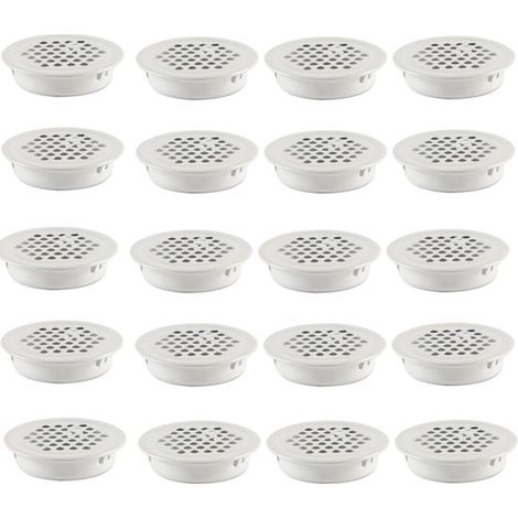 Grille de ventilation - 20 pièces - 35 mm - Grilles d'aération rondes - Acier inoxydable - Trous de ventilation - Pour salle de bain, bureau, cuisine - Wit (1/4)