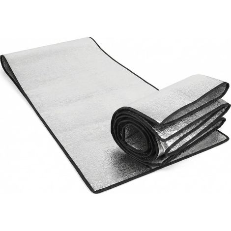 Tapis Isolant Camping, Disponibili 100/150/200cm, Tapis de Sol en Mousse en Aluminium Pliable pour Extérieur (Argent) (1/5)