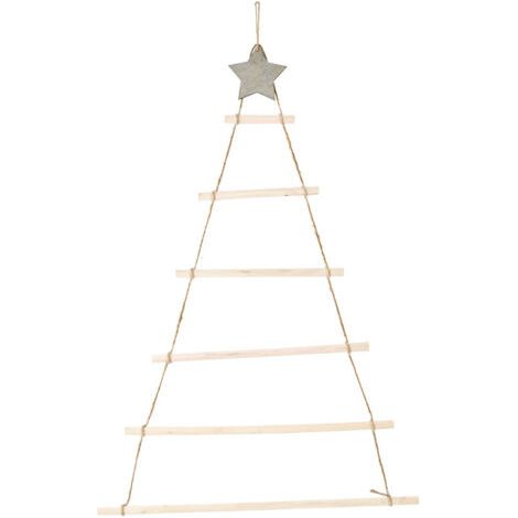 Hängende Holzornamente mit Stern und Seil, Wanddekoration für den Weihnachtsbaum (1/5)