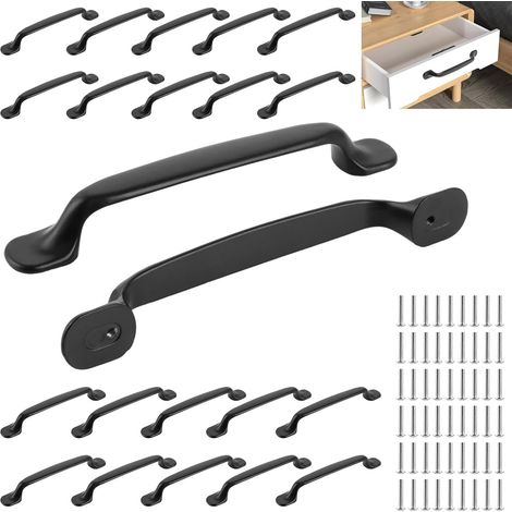 Lot de 24 Poignée de Placard Noir Mat 160 mm - Poignée de Meuble Entraxe 128 mm en Alliage d'Aluminium - Poignées de Cuisine avec Vis pour Tiroir, Armoire et Commode - Style Moderne (1/5)