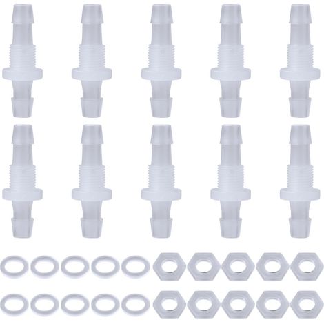 10 Paquets 6mm Thru-Bulk Bulkhead Fittings Raccords de Tuyaux d'Arrosage en Plastique Raccords de Tuyau pour Aquarium Jardin Laboratoire (1/5)