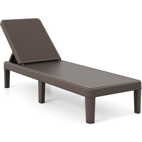 COSTWAY Lettino Prendisole Sdraio Da Giardino Sedia A Sdraio Esterno Schienale Reclinabile Regolabile Resina Pp Effetto Rattan Resistente Impermeabile Leggero (1/5)