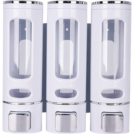 3x 400 ml Seifenspender zur Wandmontage, Spender für Shampoo und Duschgel, Doppel-Duschseifenspender, manueller Flüssigseifenspender zur Wandmontage, Spender für Handdesinfektionsmittel