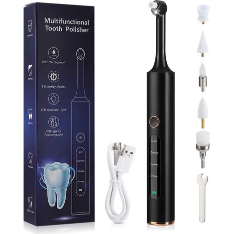 (Noir) Détartrant/polisseuse de dents électrique (1/5)