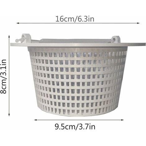 Panier skimmer piscine 16 cm – Panier de rechange avec poignée – Matériau ABS – Pré-filtre efficace pour feuilles et débris (1/4)