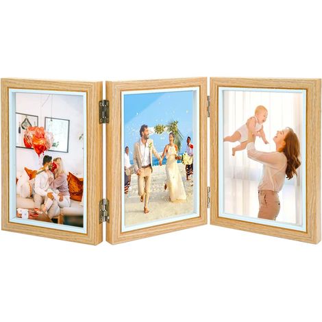 Triple Cadre Photo Pliable 3 Photos, 10x15cm, Affichage (1/5)