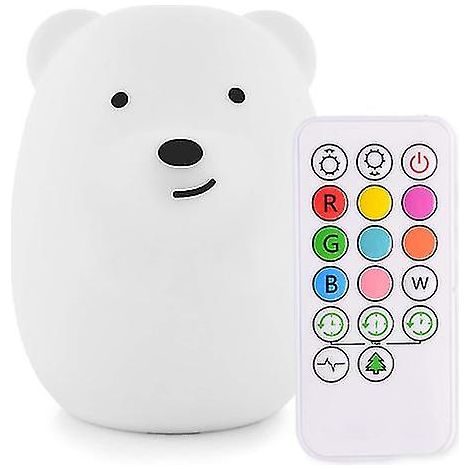 Lampe de chevet en silicone Ours, lampe d'ambiance rechargeable (1/5)