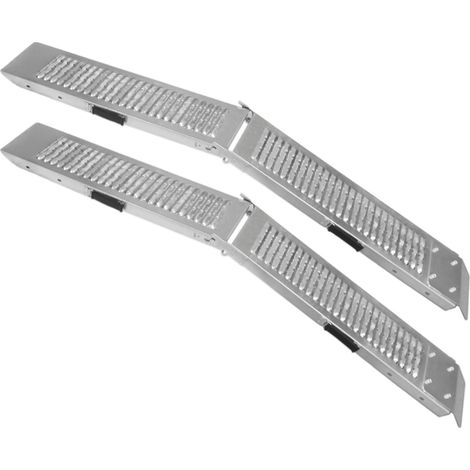 2 Rampes de Chargement Pliable Moto Fourgon VTT en Acier Capacité 200Kg Quad Voiture Tondeuse Scooter Antidérapant Sangle à Cliquet Gratuite