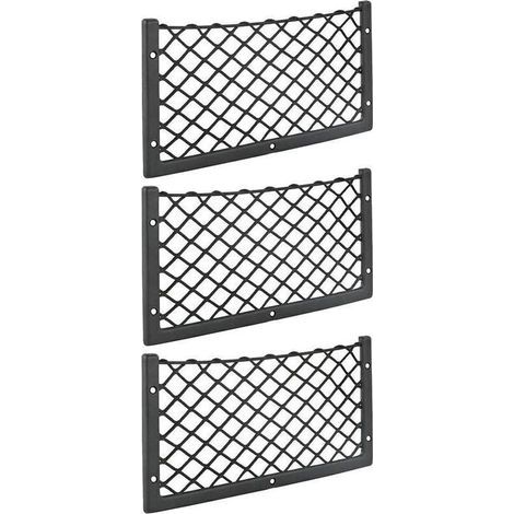 Kartokner - Lot de 3 filets de rangement pour voiture - 36 x 18 cm - Haute élasticité, filet de rangement pour bagages, magazines - T4 T5 T6 - Pour van, caravane, camping-car, camion (1/4)