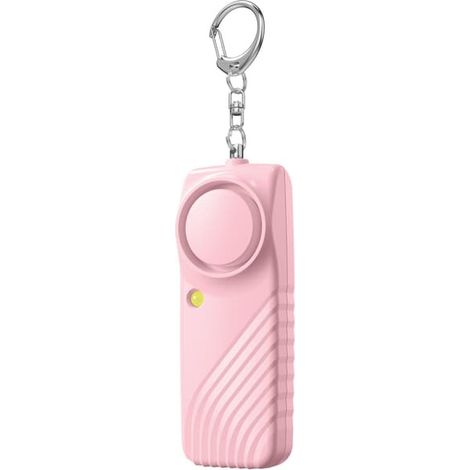 Alarme de sécurité personnelle avec pile - Porte-clés d'alarme d'urgence 130 dB avec lumière LED rose (1/3)