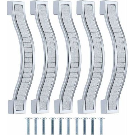 Lot de 10 poignées de tiroir alliage strass cristal pour commode armoire de cuisine placard, Silver, 96MM-10PCSdengyank (1/5)