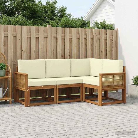 Teenpull – Outdoor-Sofagarnitur 4 Stk. Natur und Creme Polyester (1/5)