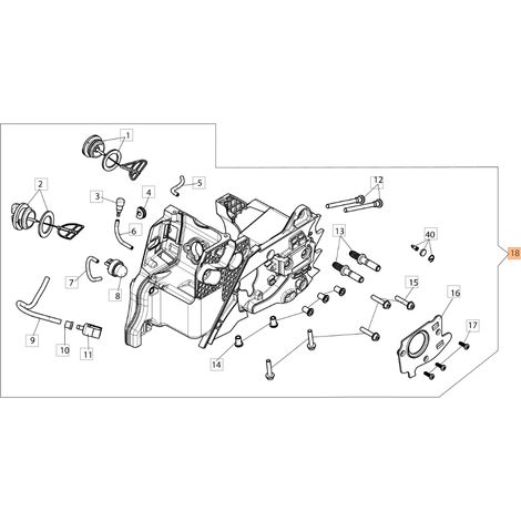 Gruppo basamento ORIGINALE OLEOMAC motosega GSH 40 - GSH 400