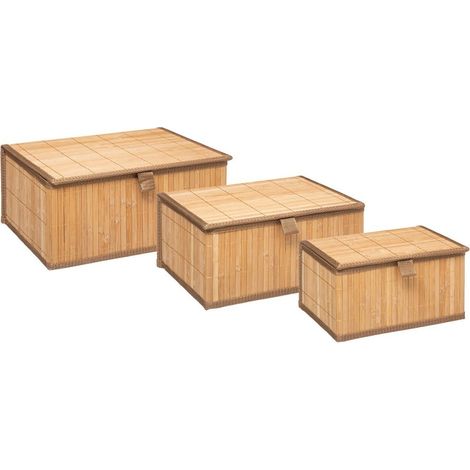 5Five Simply Smart – Lot de 3 paniers gigognes en bambou – Dimensions : 32x25x15 cm, 29x23x14 cm, 24x18x13 cm – Résistants aux chocs et à l'humidité (1/4)