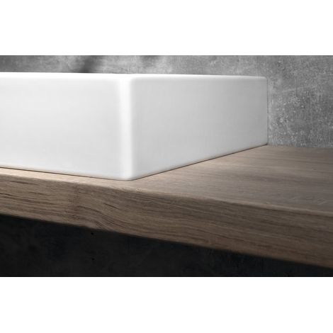Lavabo en céramique NUBES 40x32cm, bord inférieur groud, sans trou pour robinetterie, cenere mat (1/3)