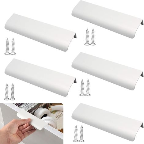 Lot de 5 poignées de porte de cuisine, poignées de meubles invisibles pour tiroirs
