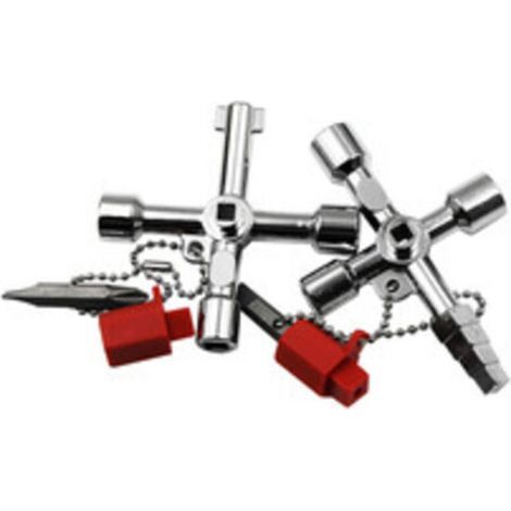 Clé Triangle Multifonction 4 Voies - 2 Pièces pour Poubelle, Armoire Electrique, Boîtier Compteur, Coffret de Compteurs d'eau et Armoire (1/5)