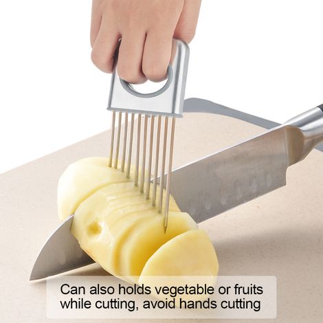 Porte-oignons en acier inoxydable, coupe-fruits, légumes et viandes, trancheuse, éplucheur, hachoir à 10 dents (1/5)