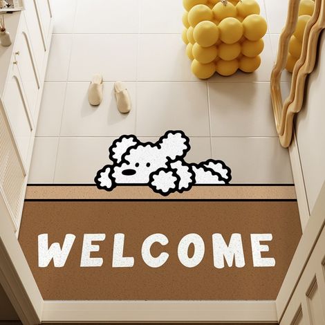 Ede Bienvenue - En attente d'une boucle en soie de 5080 cm Tapis de sol bouclé résistant et durable à l'usure, à motifs d'animaux de dessin animé, découpable, grattant la boue et enlevant la saleté, t (1/5)