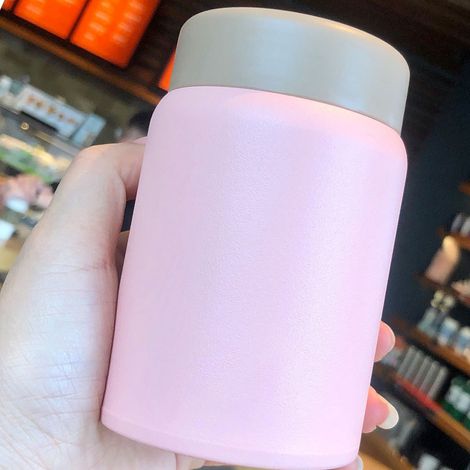 Bocal alimentaire isotherme créatif, mignon et portable, idéal pour les étudiantes, simple et minimaliste, parfait pour préparer du porridge ou de l'eau, 280 ml, rose (1/5)