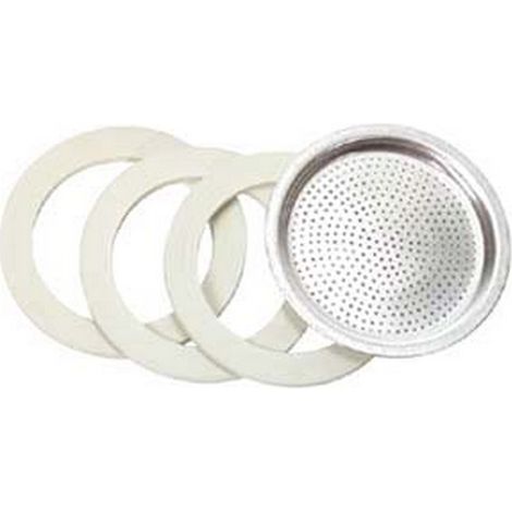 10BS SET 3 GUARNIZIONI E 1 FILTRO PER MOKA  - 3 tazze in bustina