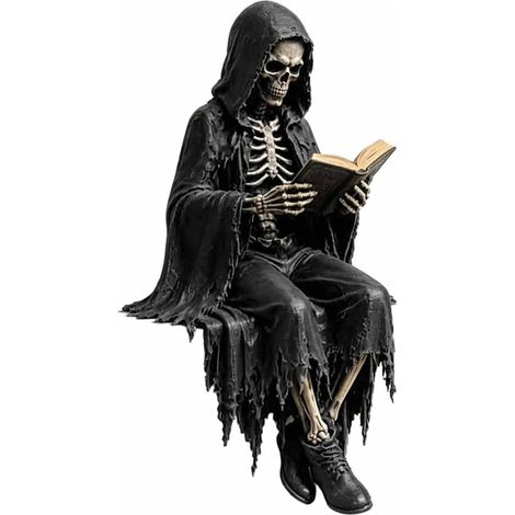 Figurine gothique sombre et fantastique résistante à l'usure pour Halloween, livre de lecture, figurine d'horreur légère pour les amateurs de livres, décoration de collection (crâne petit) (1/5)