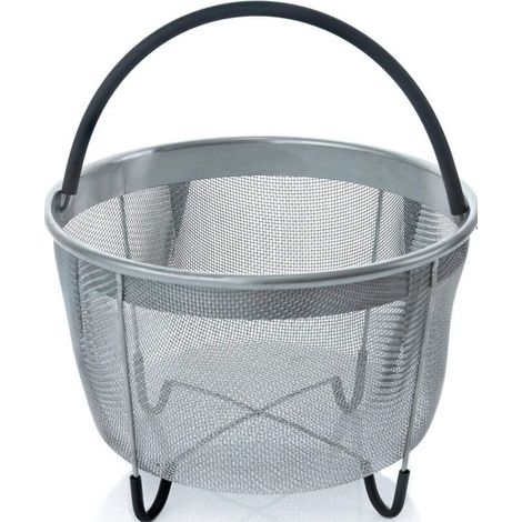 Panier vapeur en acier inoxydable 6L, accessoires Cookeo pour la cuisson des légumes et autres aliments (noir) (1/5)