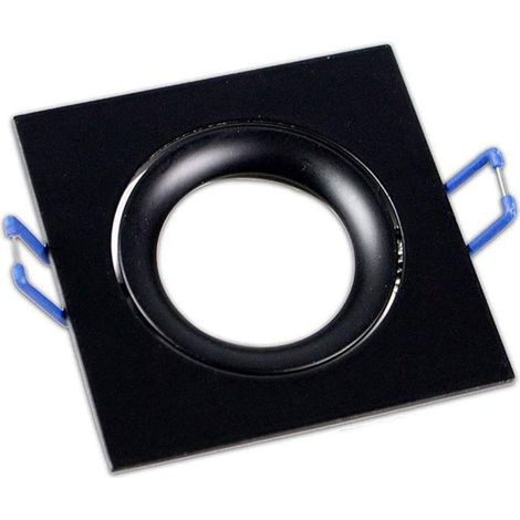 Porta faretto ad incasso quadrato acciaio orientabile per controsoffittatura supporto portafaretto con molle foro 75 mm Nero (1/2)