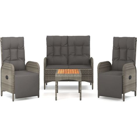 Maison Exclusive - Set da Pranzo da Giardino 4 pz con Cuscini in Polyrattan Grigio (1/5)