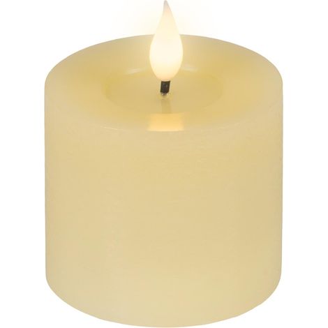 LED-Kerze cremefarben Wachs Ø 7,5 cm H: 9,5 cm ww (1/4)