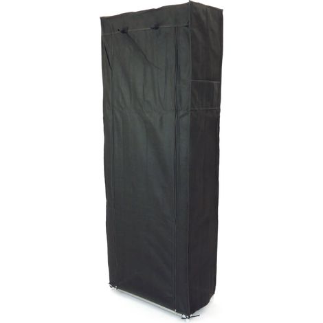 Armoire de rangement en tissu 60 x 30 x 160 cm – Couverture en toile noire – 9 étagères – Porte roulante avec fermeture velcro – Primematik (1/5)