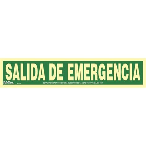 Señal Salida de Emergencia Gran Formato Clase A Luminiscente 105x520mm (1/2)