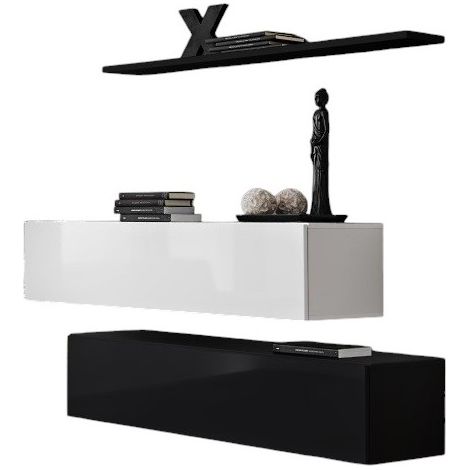 Composizione murale SWITCH SBII – Mobili contenitori e scaffale – Nero e bianco lucido – Design moderno (1/2)