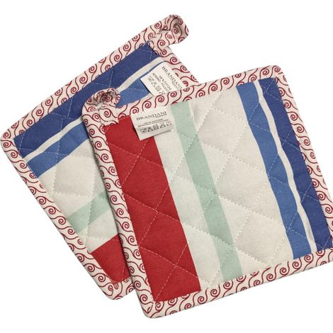 Brandani Oceano set 2 presine quadrate cotone onde e righe