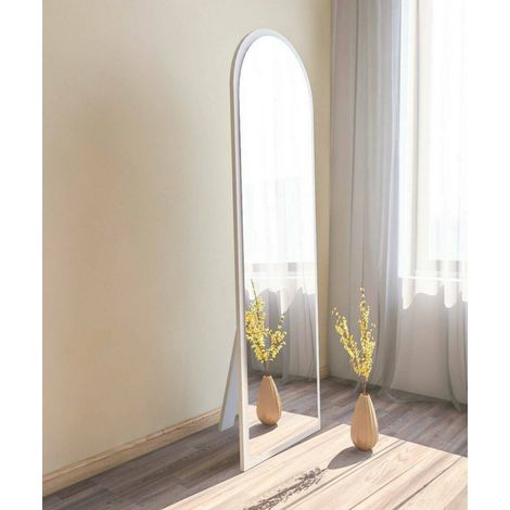 Dmora - Espejito Dpolon, Espejo, Objeto de decoración de pared, Decoración de espejo, 50x2h160 cm, Blanco (1/5)