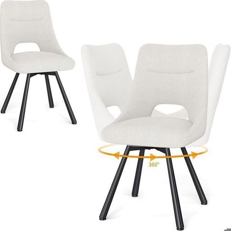 WAFTING Chaise Pivotante à 360°, Lot de 2 Chaises de Salle à Manger Scandinave, Chaises de Cuisine avec Pieds en Métal, Beige (1/5)