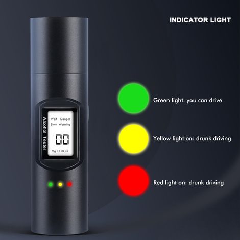 Détecteur d'alcool expiré rechargeable USB - Indicateur de taux d'alcoolémie élevé pour les lendemains de fête - Instrument de mesure de l'alcool consommé (1/5)