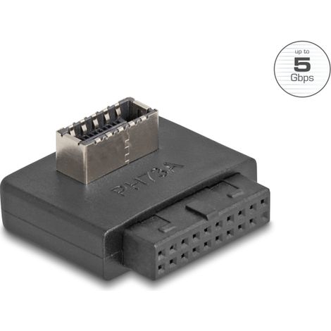 Delock USB 5 Gbps Adaptador de Cabezal de Pines hembra a interno Clave A hembra sesgado con carcasa