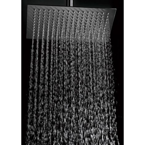 Trade Shop - Ducha Cuadrada Acero 20x20cm Baño Efecto Lluvia Cromado -
